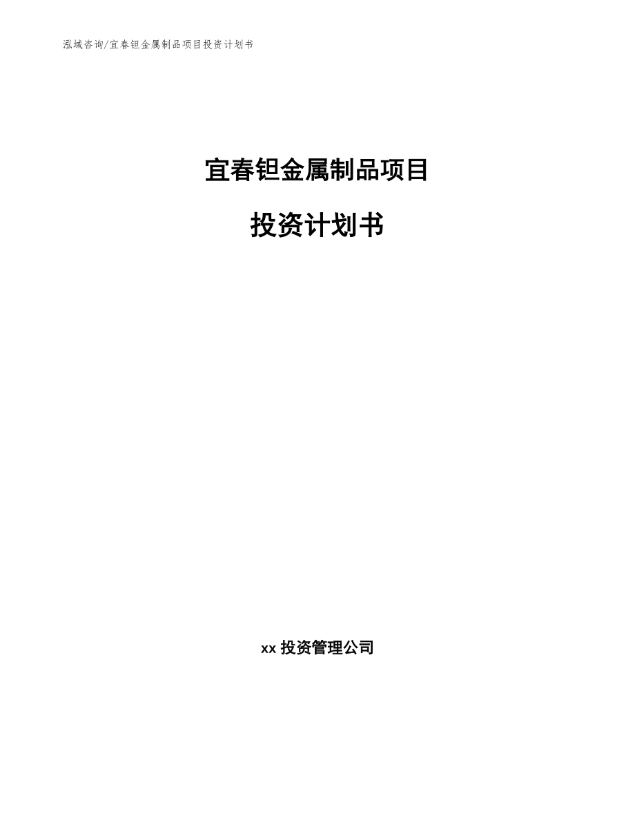 宜春钽金属制品项目投资计划书【模板参考】_第1页