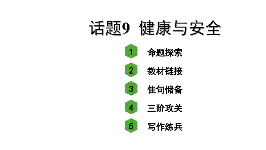 人教版中考英语作文指导与复习——话题9-健康与安全课件_第1页