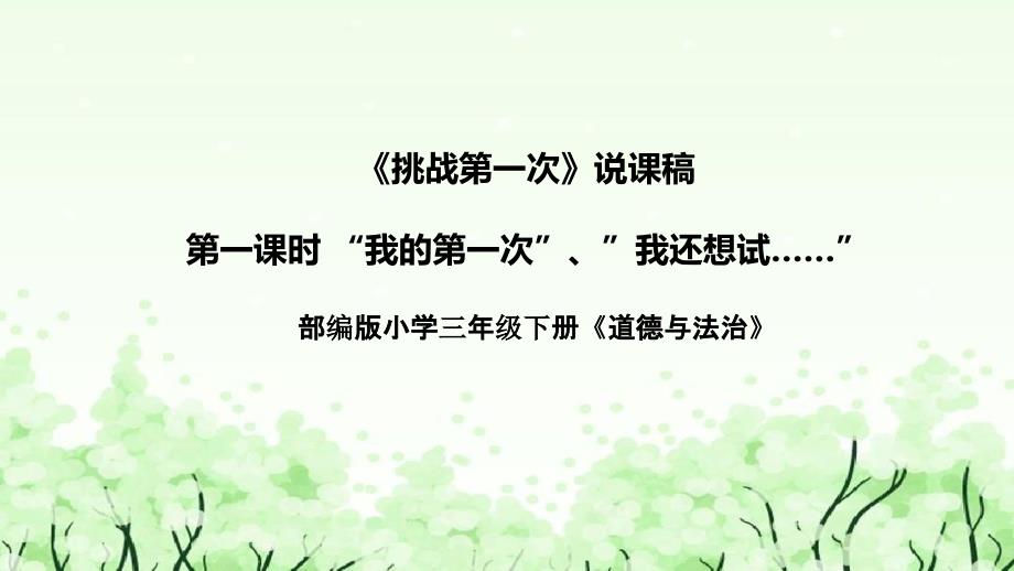 统编版小学道德与法治二年下册《挑战第一次》第一课时说课稿(附反思)ppt课件(前两个主题)_第1页