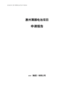 惠州薄膜电池项目申请报告