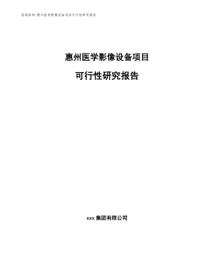 惠州医学影像设备项目可行性研究报告【范文】