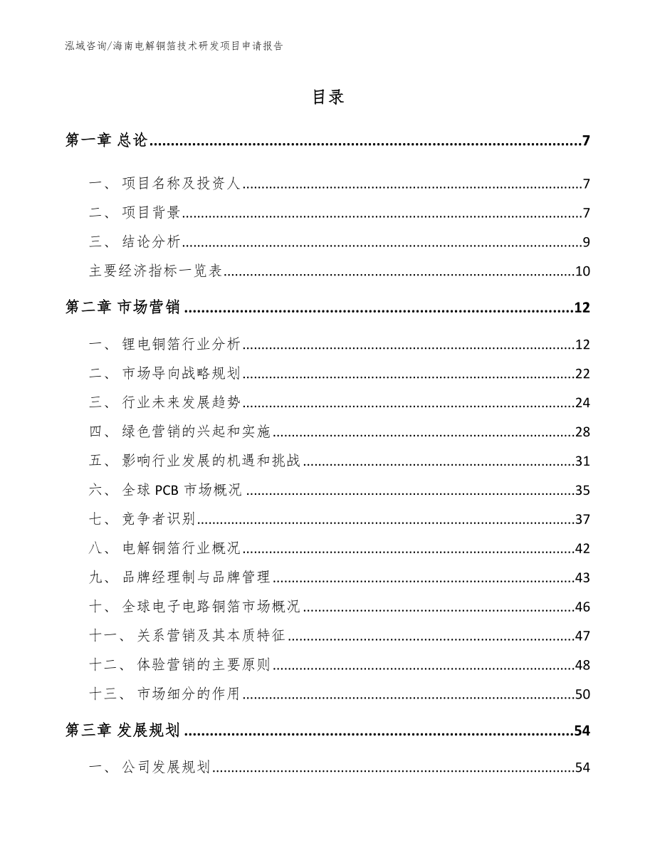 海南电解铜箔技术研发项目申请报告_第1页