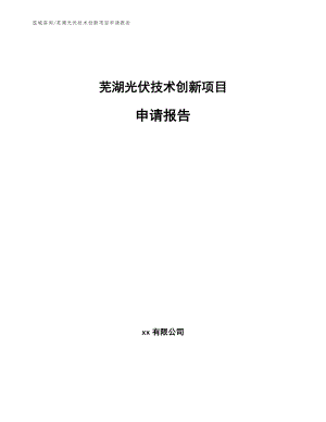 芜湖光伏技术创新项目申请报告