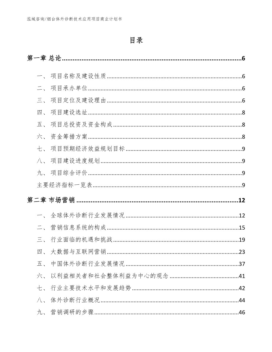 烟台体外诊断技术应用项目商业计划书_第1页