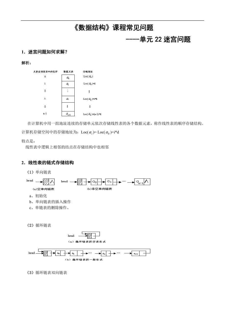 數(shù)據(jù)結(jié)構(gòu)常見(jiàn)問(wèn)題：12單元22 迷宮問(wèn)題_第1頁(yè)