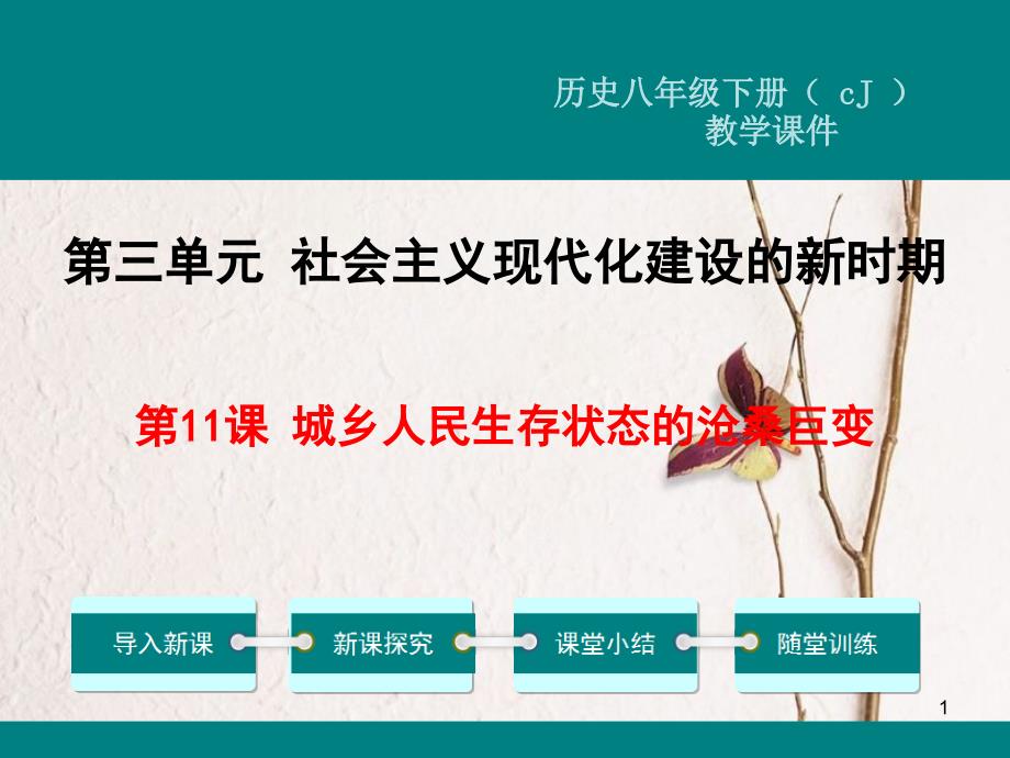 八年级历史下册 第三单元 社会主义现代化建设的新时期 第11课 城乡人民生存状态的沧桑巨变教学课件 川教版_第1页