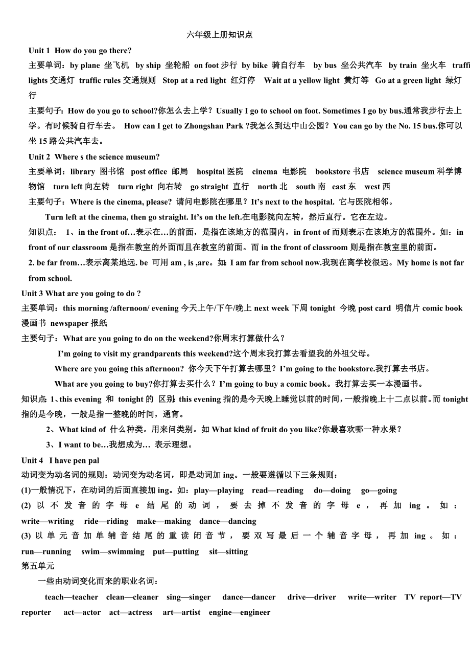 人教版小学英语6年级重点知识_第1页