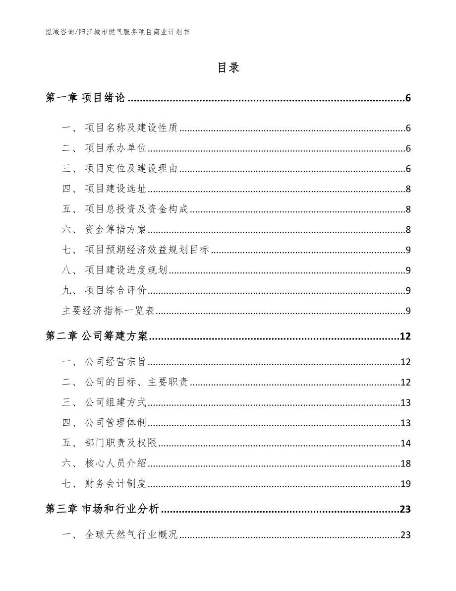 阳江城市燃气服务项目商业计划书_第1页