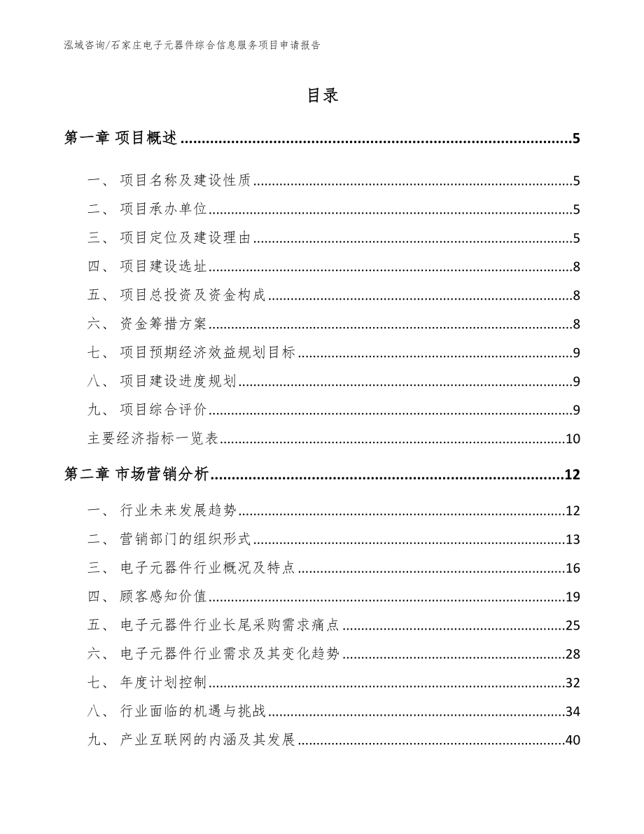 石家庄电子元器件综合信息服务项目申请报告_第1页