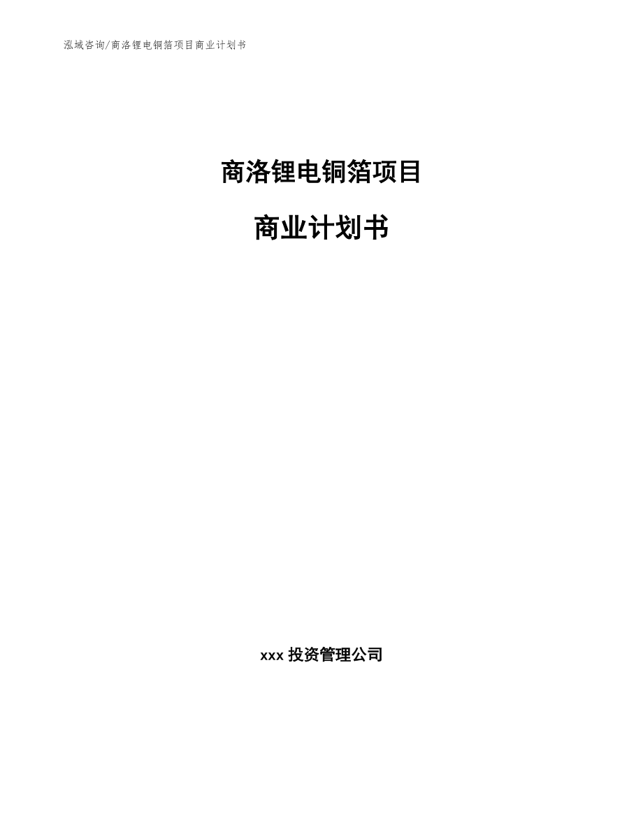 商洛锂电铜箔项目商业计划书【模板范文】_第1页