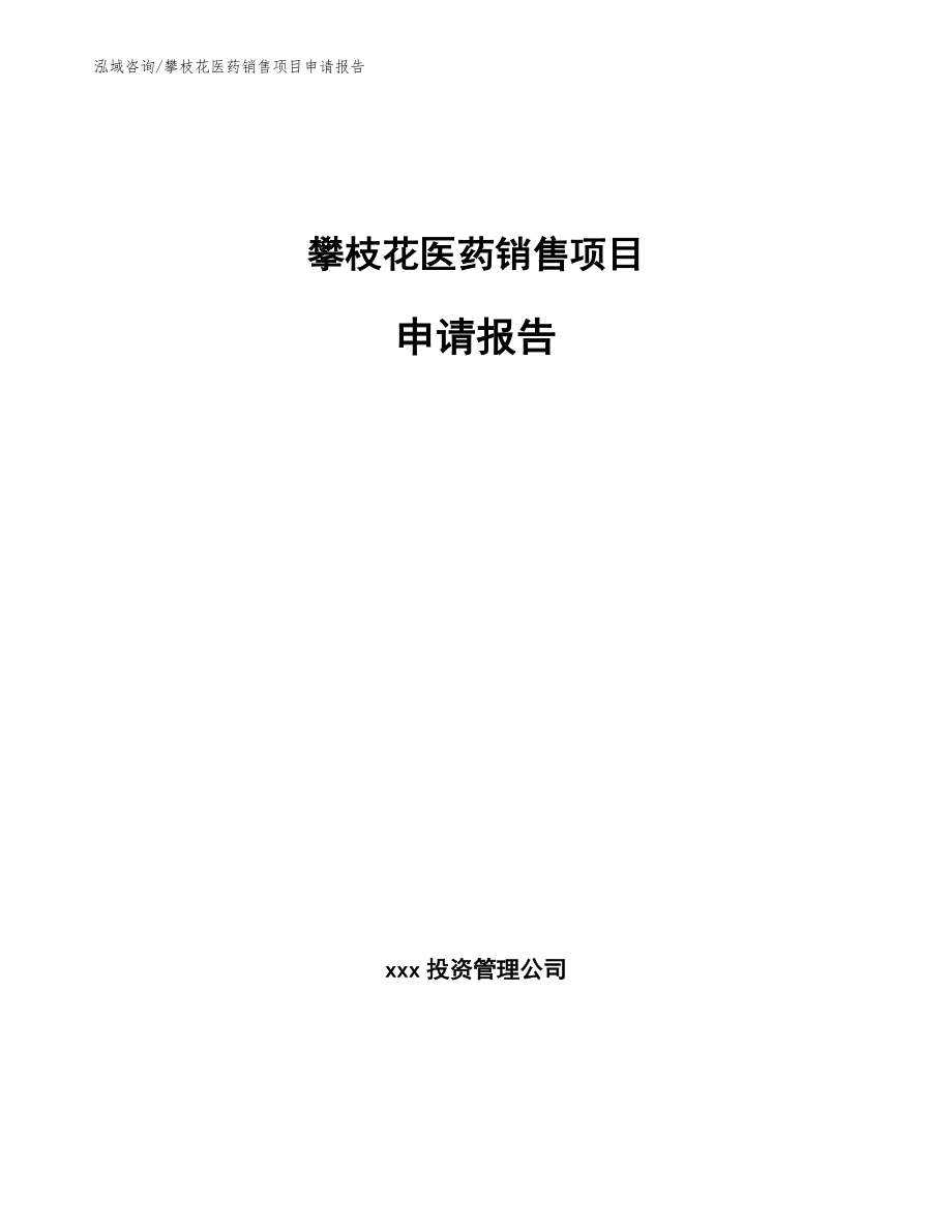 攀枝花医药销售项目申请报告【范文参考】_第1页