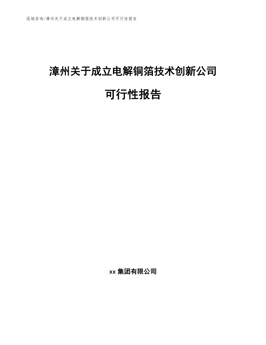 漳州关于成立电解铜箔技术创新公司可行性报告_参考范文_第1页