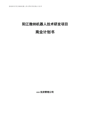 阳江微纳机器人技术研发项目商业计划书