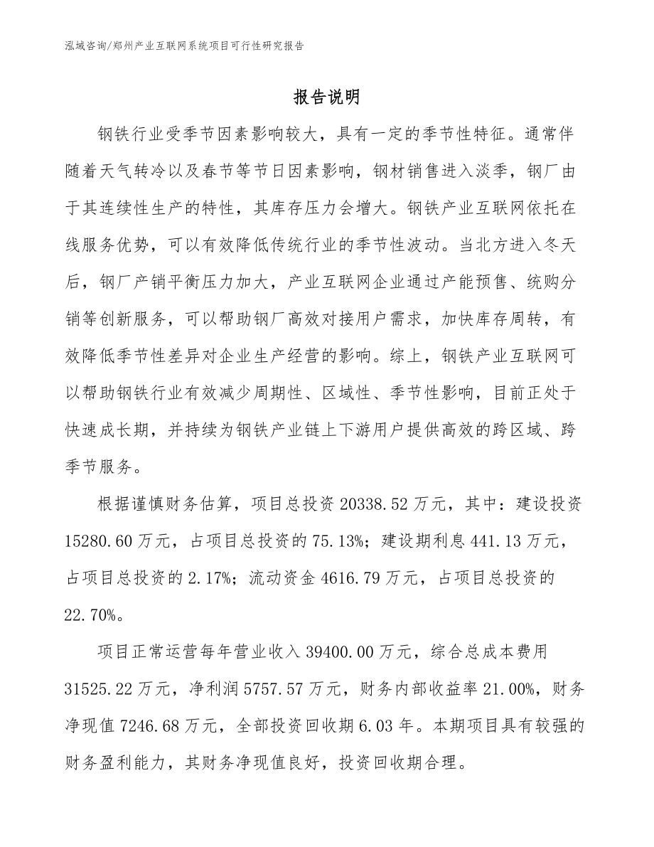 郑州产业互联网系统项目可行性研究报告【模板】_第1页
