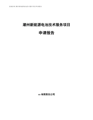 潮州新能源电池技术服务项目申请报告【参考范文】