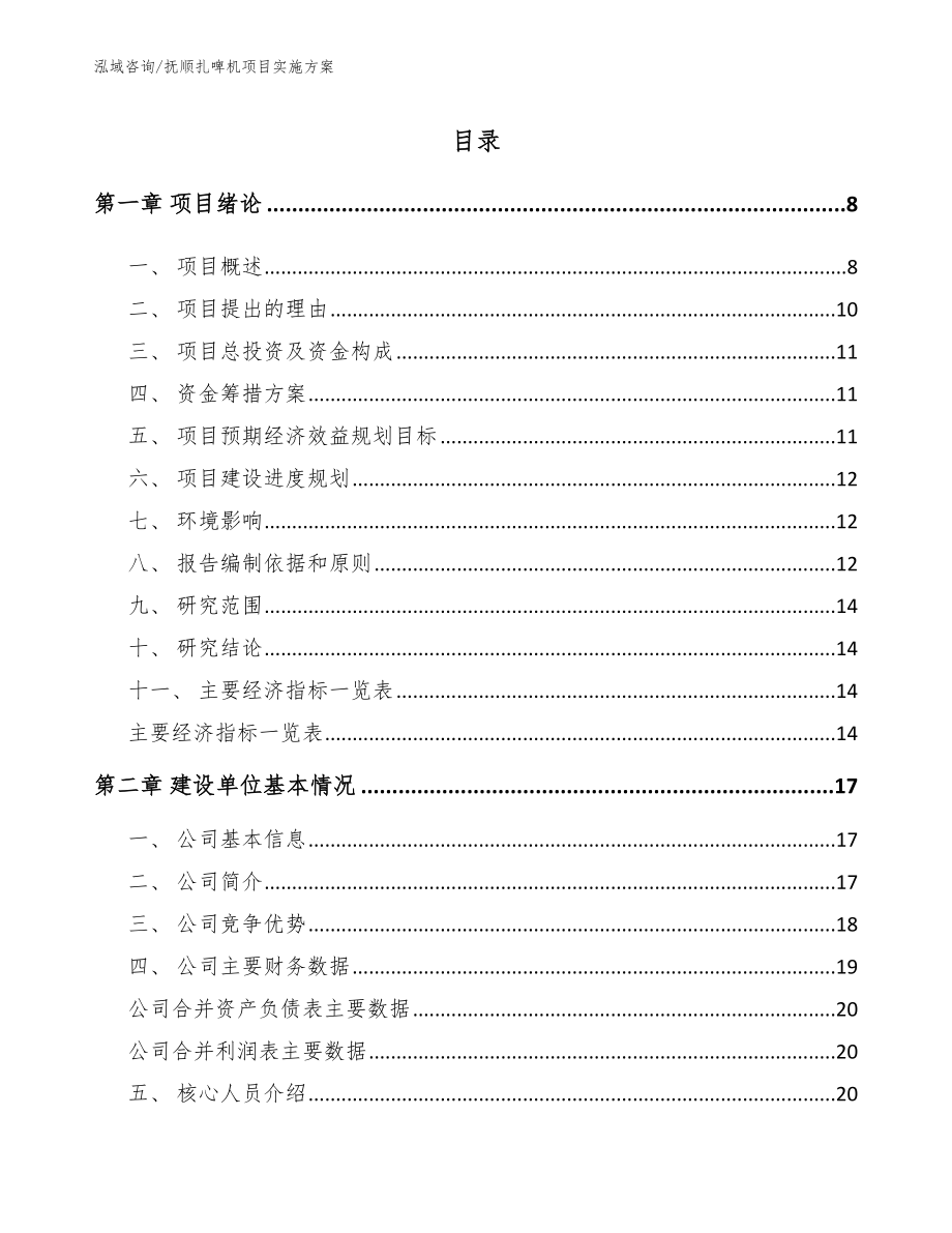 抚顺扎啤机项目实施方案【模板】_第1页