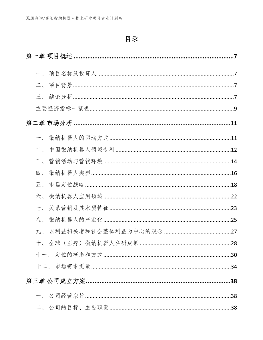 襄阳微纳机器人技术研发项目商业计划书（范文参考）_第1页