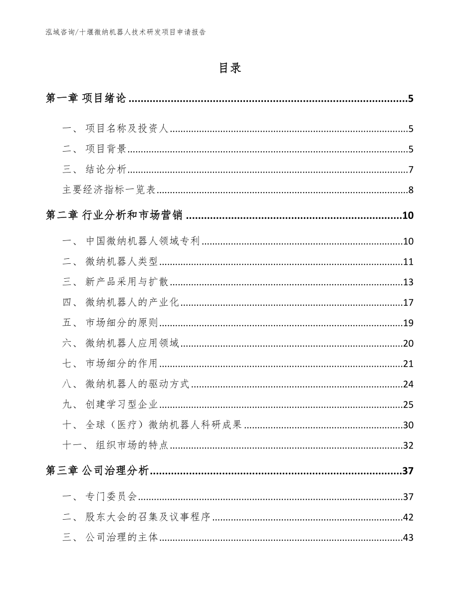 十堰微纳机器人技术研发项目申请报告模板范本_第1页