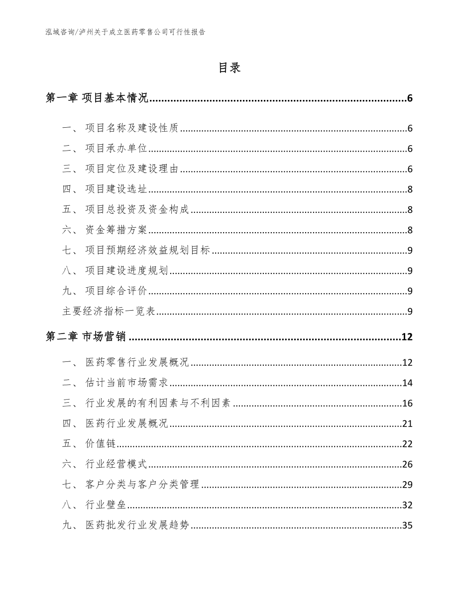 泸州关于成立医药零售公司可行性报告_第1页