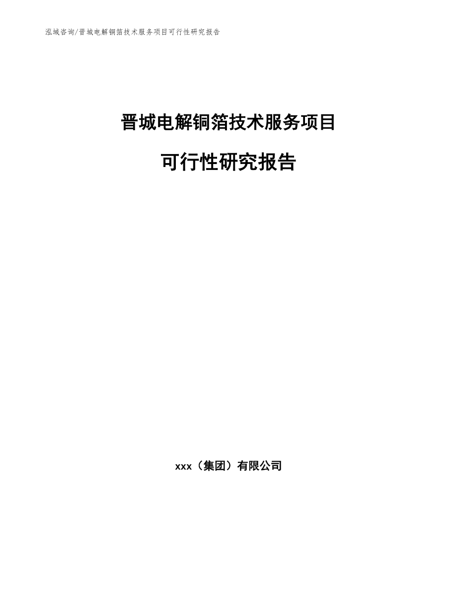 晋城电解铜箔技术服务项目可行性研究报告参考模板_第1页