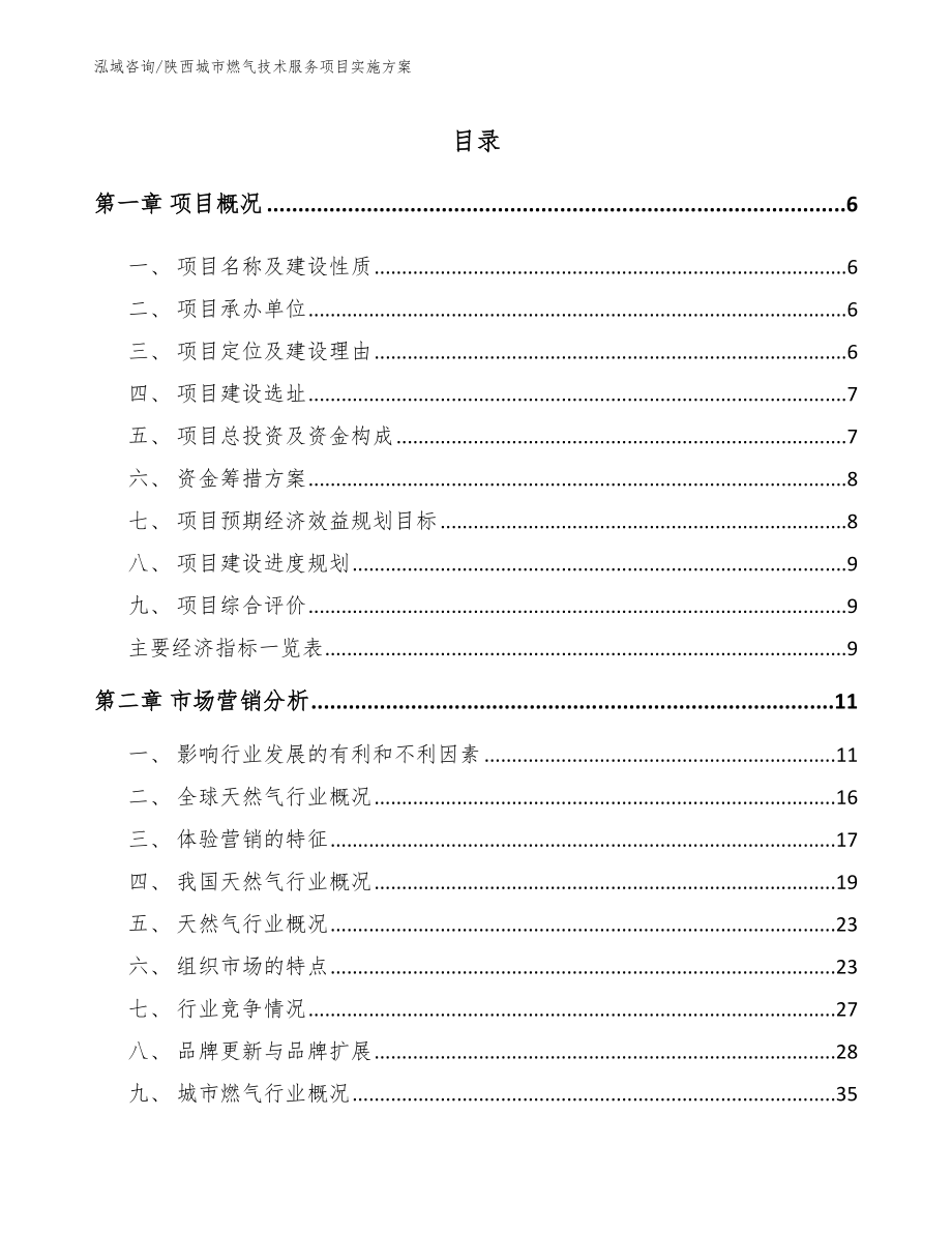 陕西城市燃气技术服务项目实施方案_范文_第1页