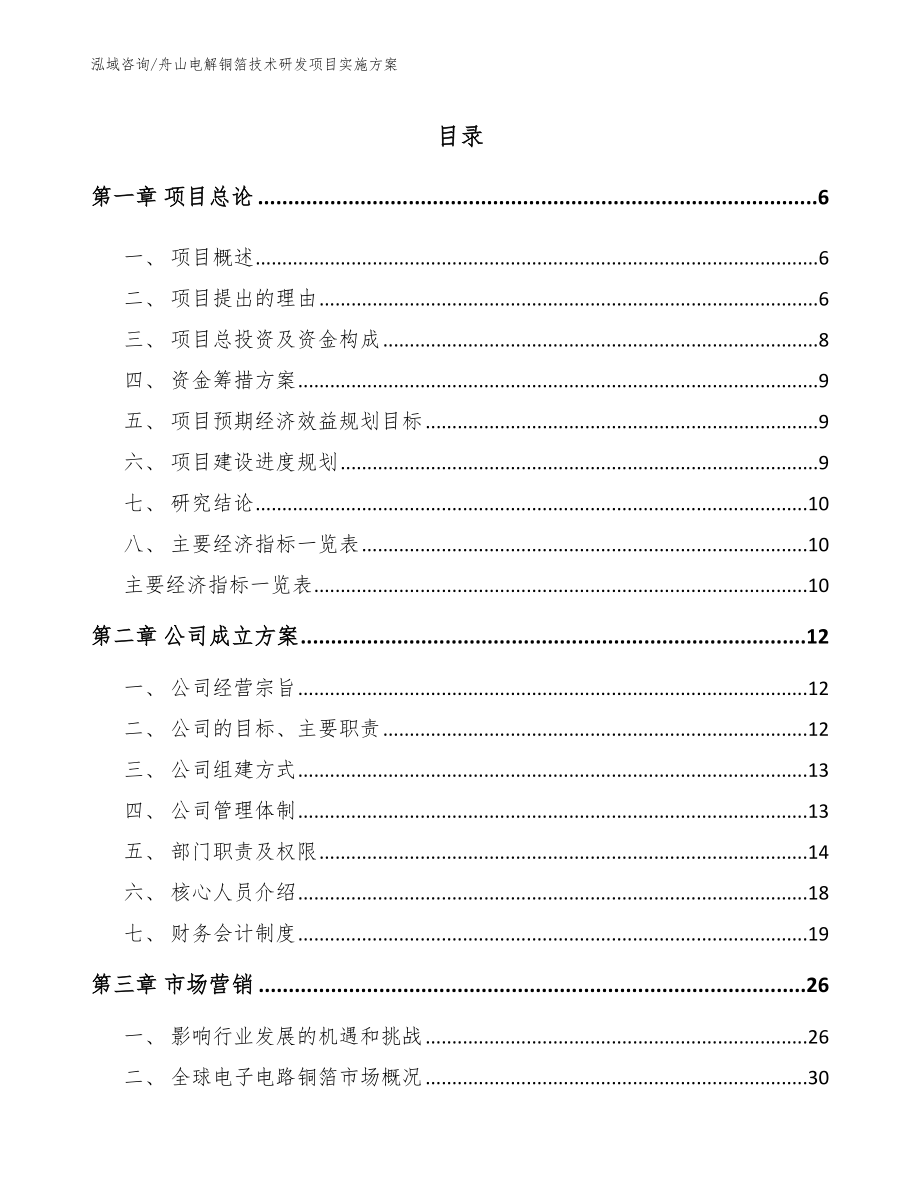 舟山电解铜箔技术研发项目实施方案_范文模板_第1页