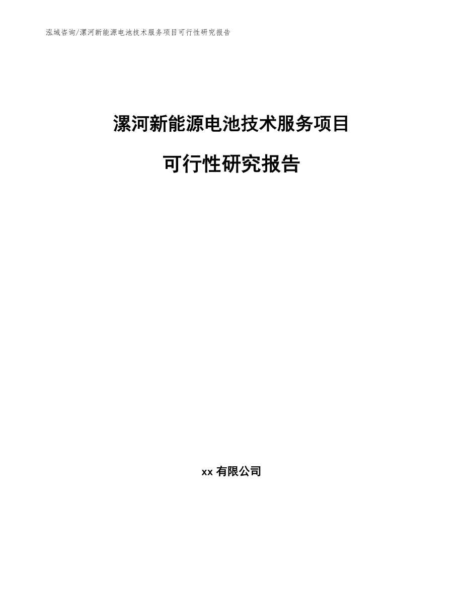漯河新能源电池技术服务项目可行性研究报告_第1页