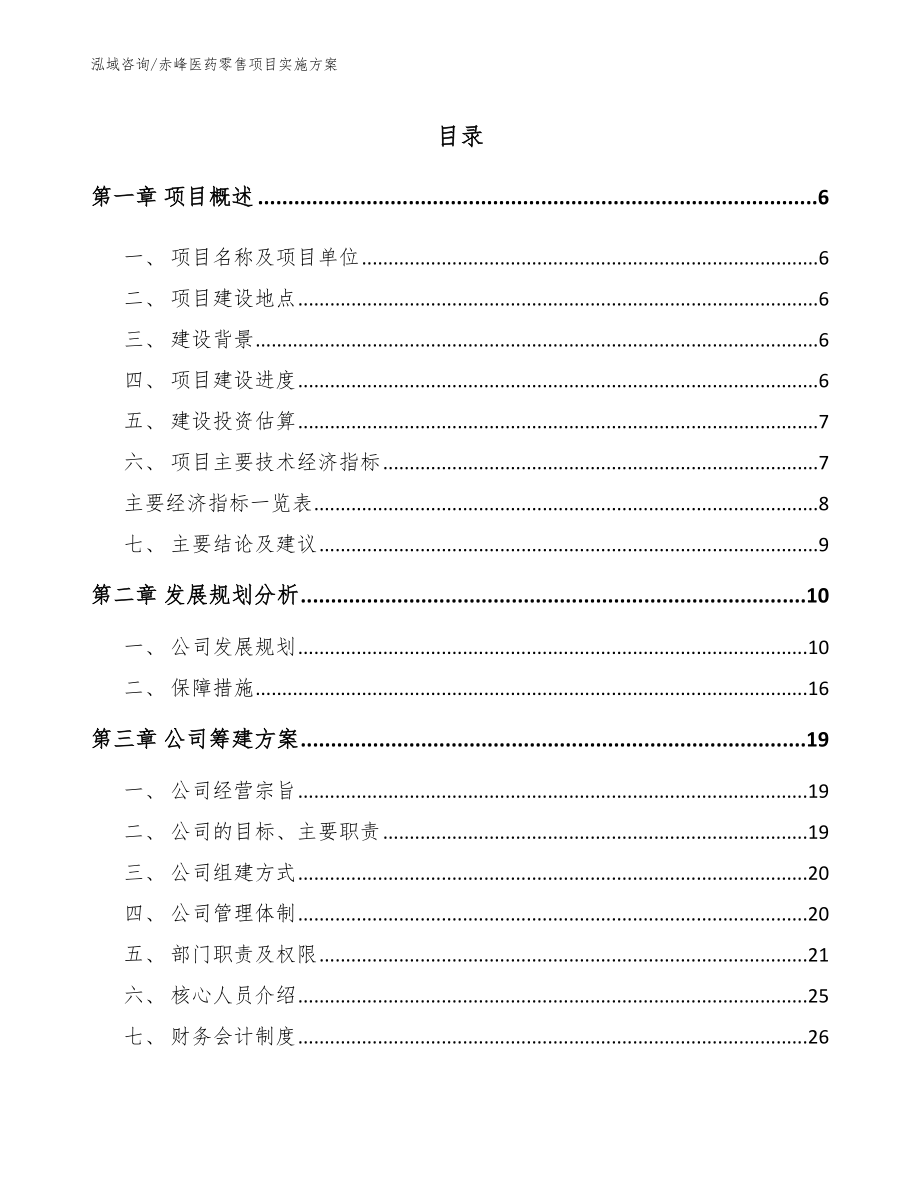 赤峰医药零售项目实施方案_模板范文_第1页