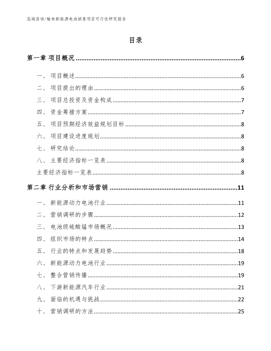 榆林新能源电池销售项目可行性研究报告（模板）_第1页