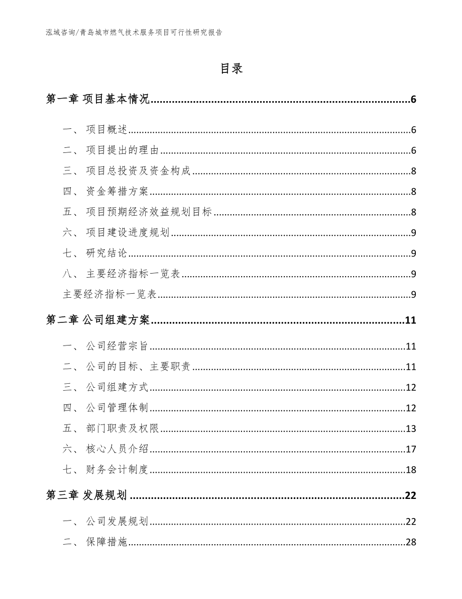 青岛城市燃气技术服务项目可行性研究报告_参考模板_第1页