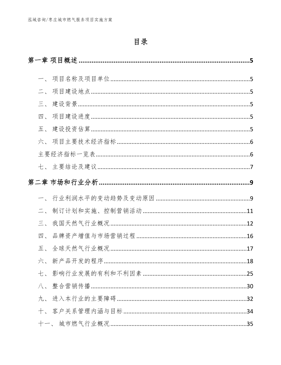 枣庄城市燃气服务项目实施方案模板范文_第1页