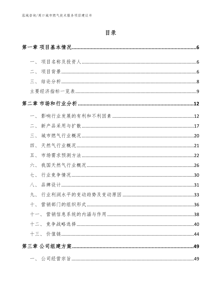 周口城市燃气技术服务项目建议书【范文】_第1页