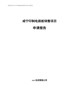 咸宁印制电路板销售项目申请报告