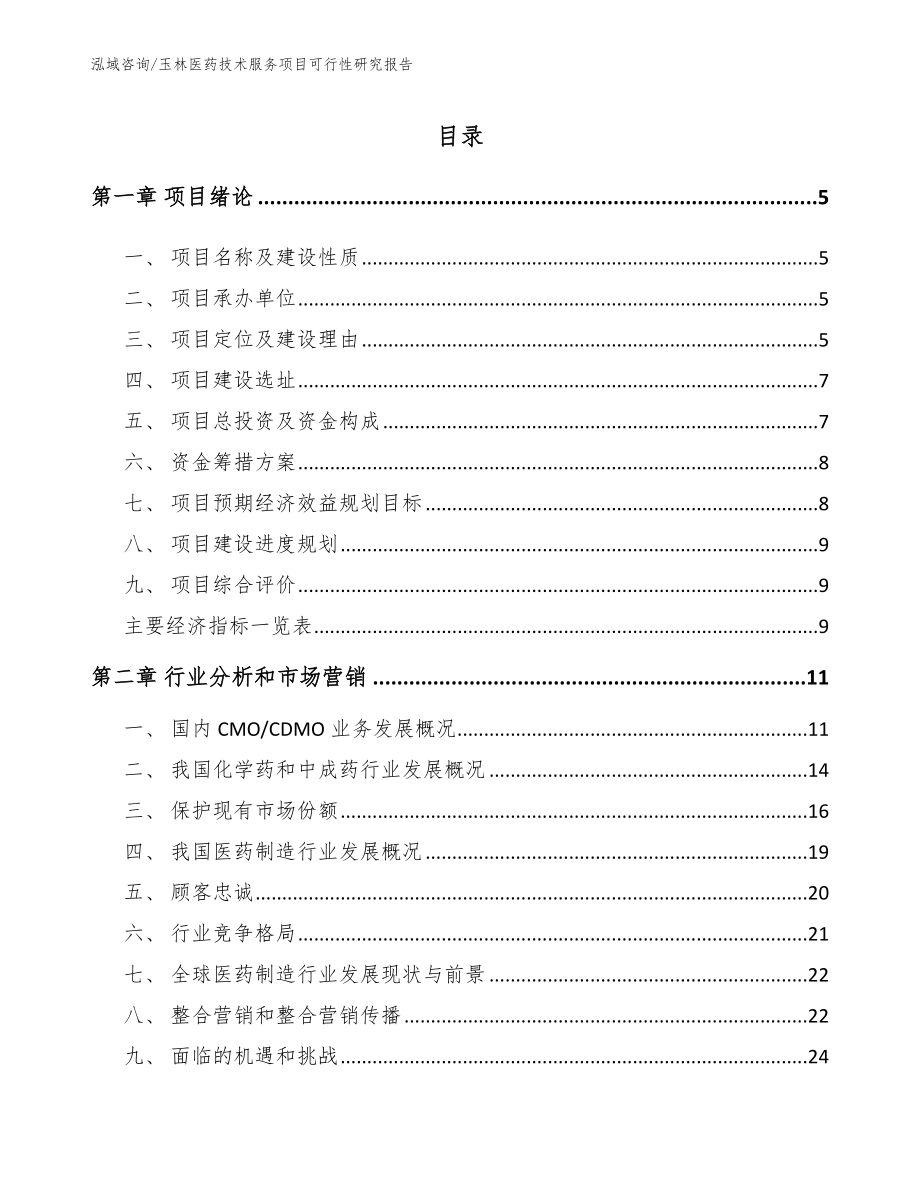 玉林医药技术服务项目可行性研究报告（范文参考）_第1页