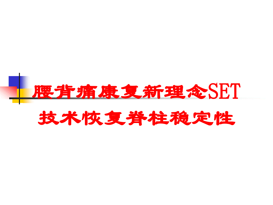 腰背痛康复新理念SET技术恢复脊柱稳定性培训课件_第1页