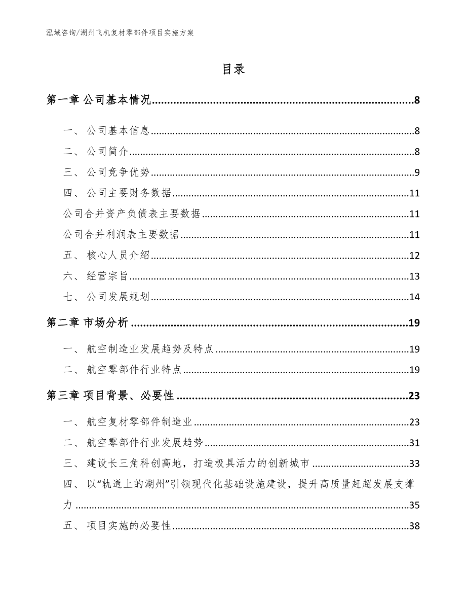 湖州飞机复材零部件项目实施方案_第1页