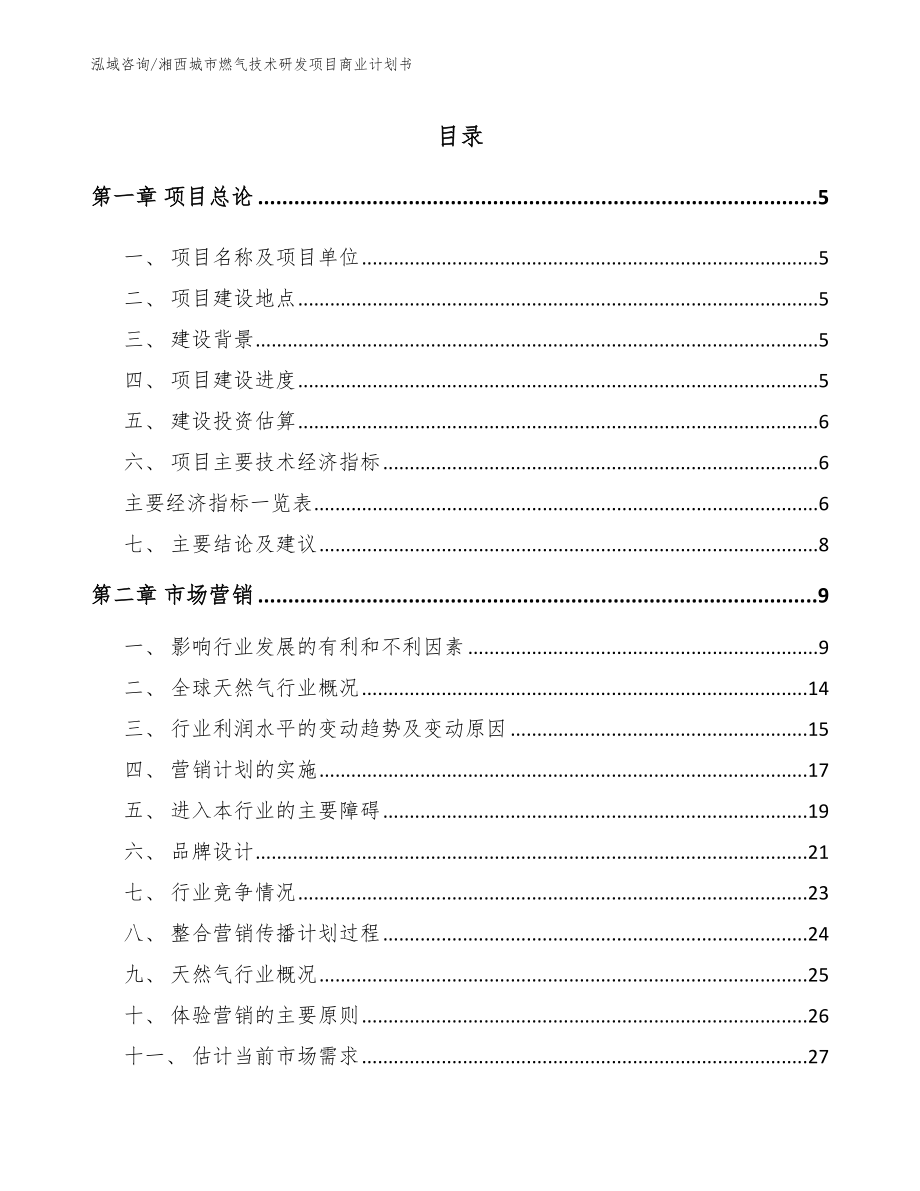 湘西城市燃气技术研发项目商业计划书【模板范文】_第1页