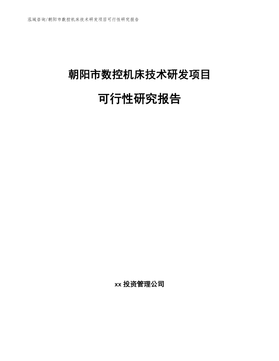 朝阳市数控机床技术研发项目可行性研究报告【模板】_第1页