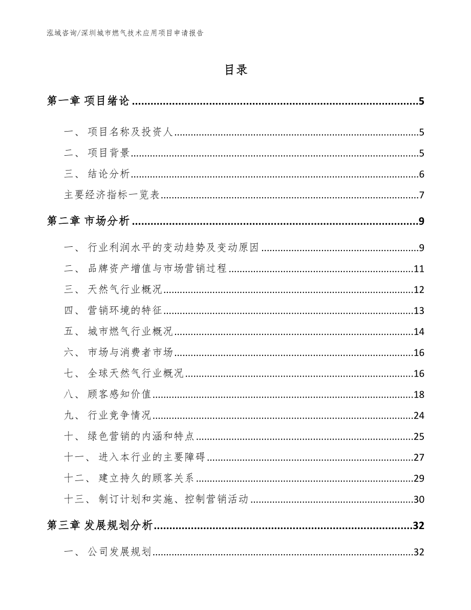 深圳城市燃气技术应用项目申请报告参考范文_第1页