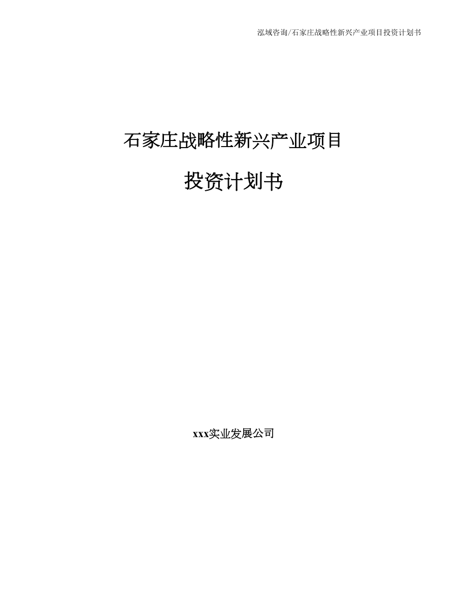 石家庄战略性新兴产业项目投资计划书(doc69页)_第1页