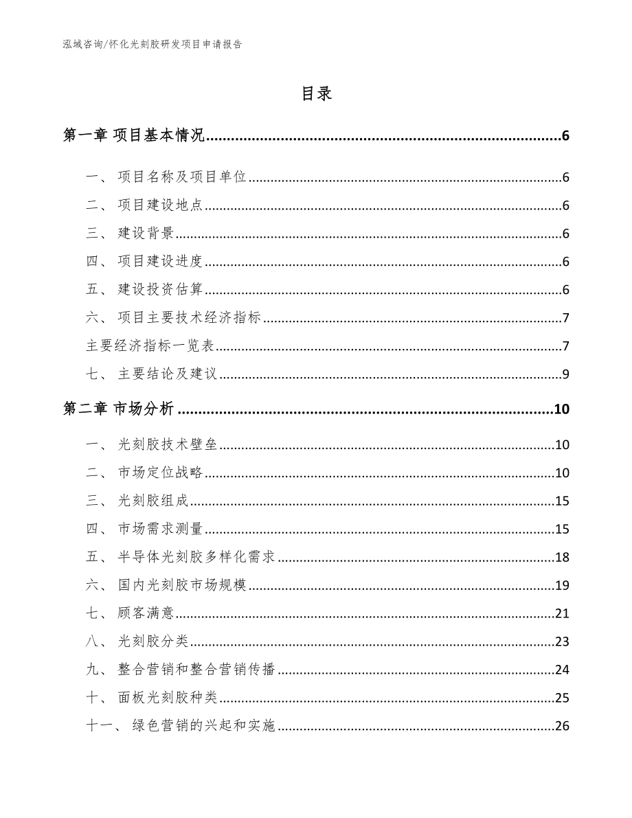 怀化光刻胶研发项目申请报告（模板）_第1页