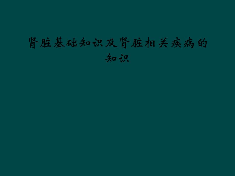 肾脏基础知识及肾脏相关疾病的知识课件_第1页