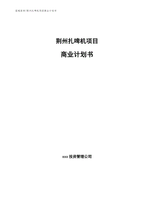 荆州扎啤机项目商业计划书范文参考
