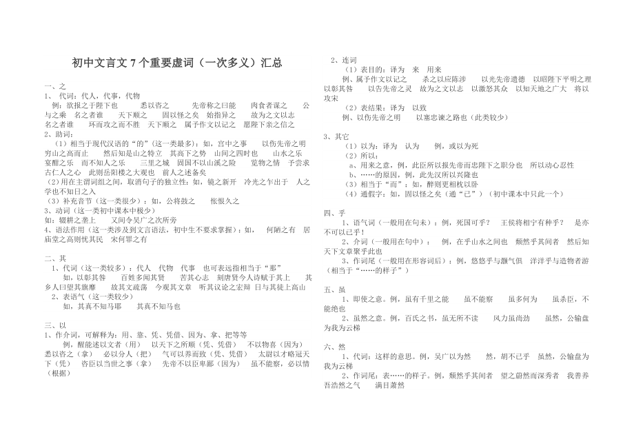 初中文言文7个重要虚词_第1页