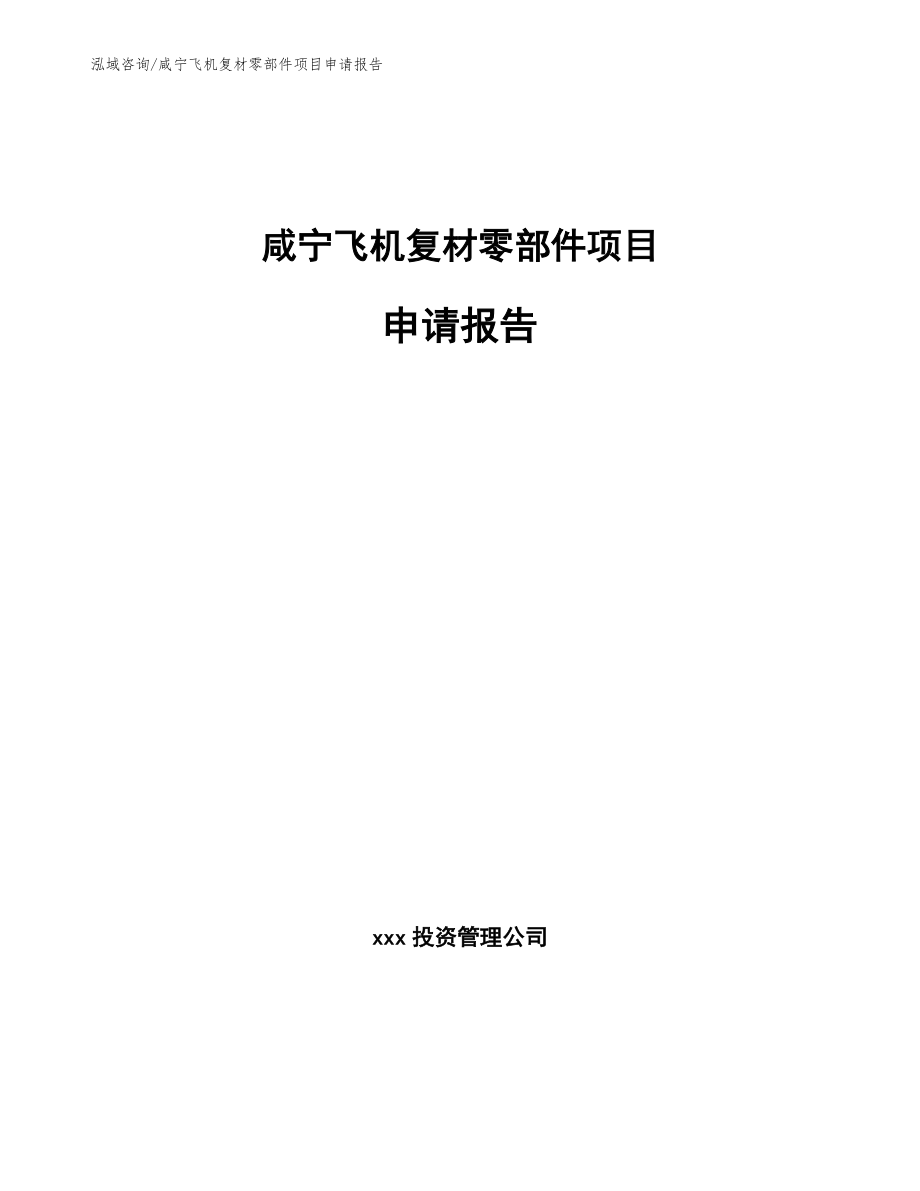 咸宁飞机复材零部件项目申请报告参考范文_第1页