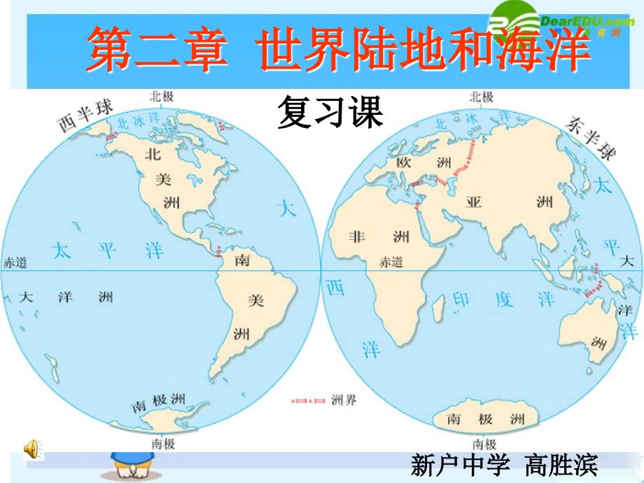 七年级地理上册 第二章《陆地和海洋》复习课课件 人教新课标版_第1页