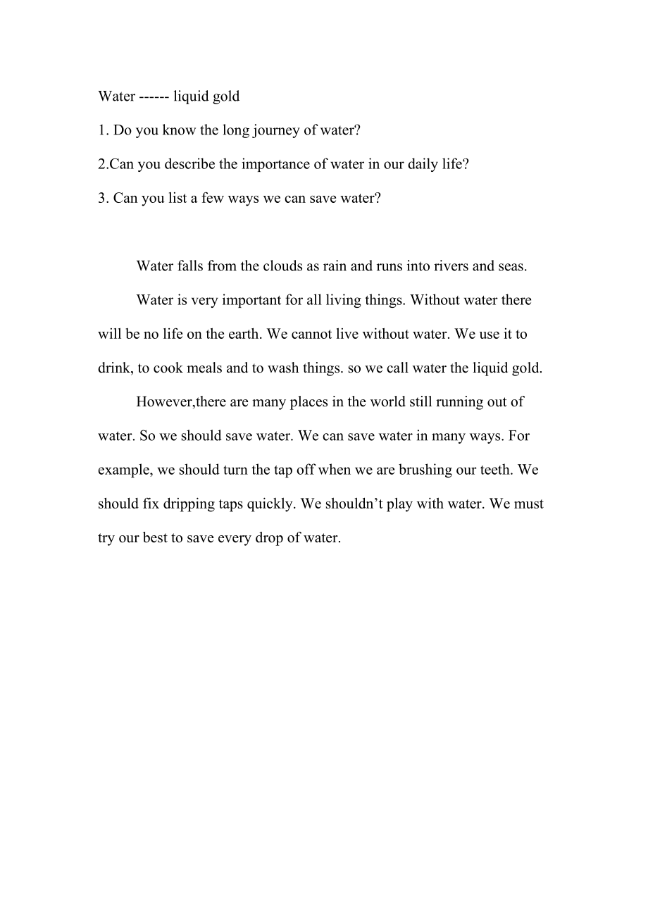 八年级英语作文Water_第1页