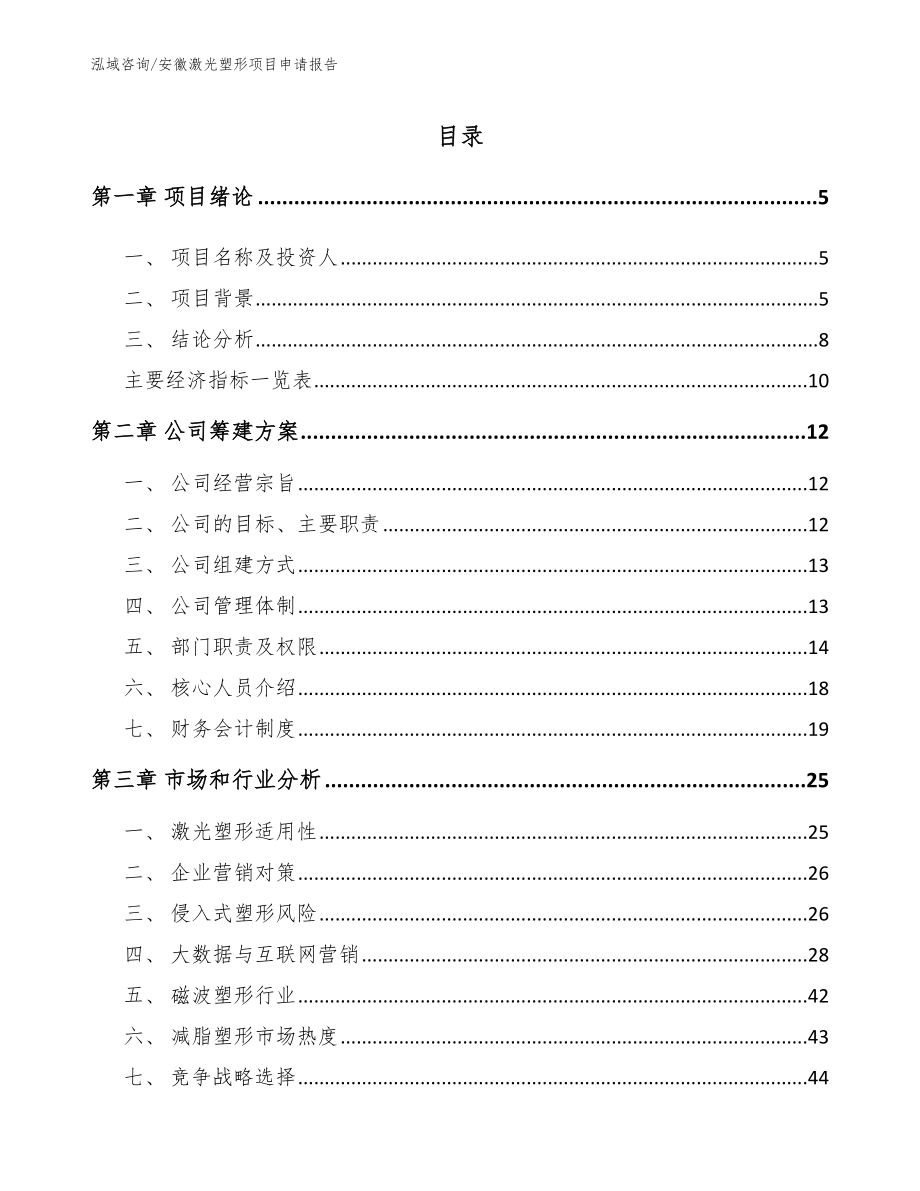 安徽激光塑形项目申请报告（范文模板）_第1页