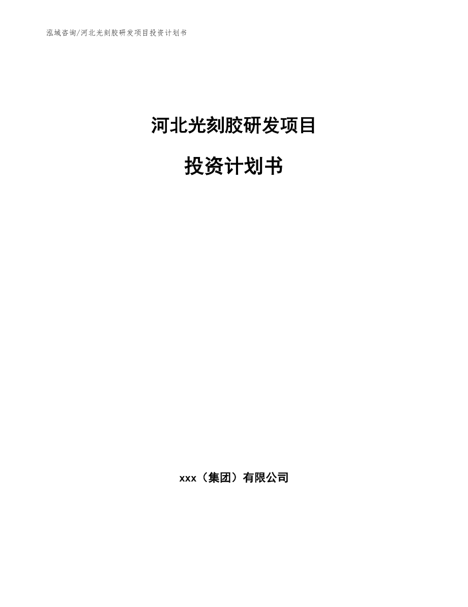 河北光刻胶研发项目投资计划书（范文参考）_第1页