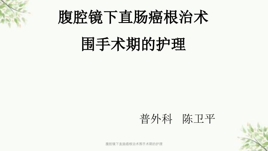 腹腔镜下直肠癌根治术围手术期的护理课件_第1页